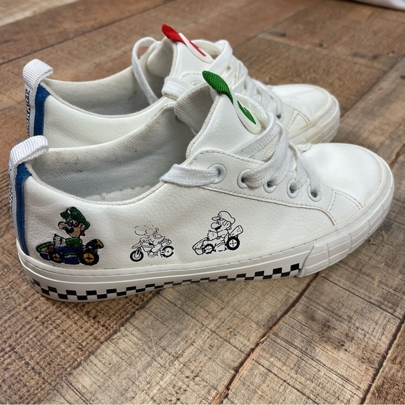 ZARA Nintendo Mario Kart Mario Luigi White Sneakers Kids Size 7 32 EUR Street - Picture 5 of 13